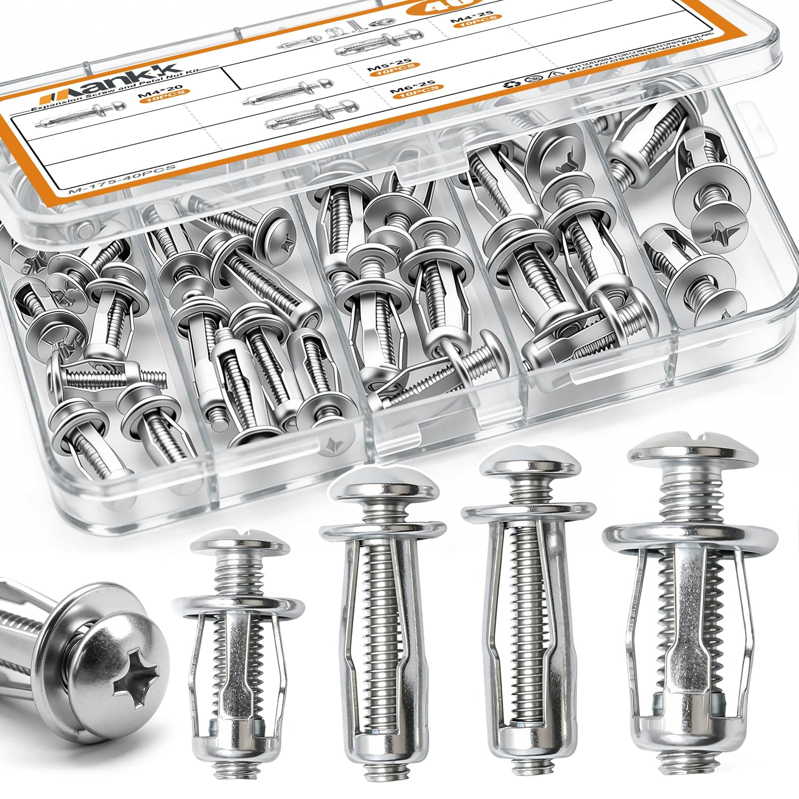 40PCS Expansion Screw and Petal Nut Kit M4 M5 M6 Jack Car Metal Screw Petal Shap 40PCS Expansion Screw and Petal Nut Kit M4 M5 M6 Jack Car Metal Screw Petal Shap