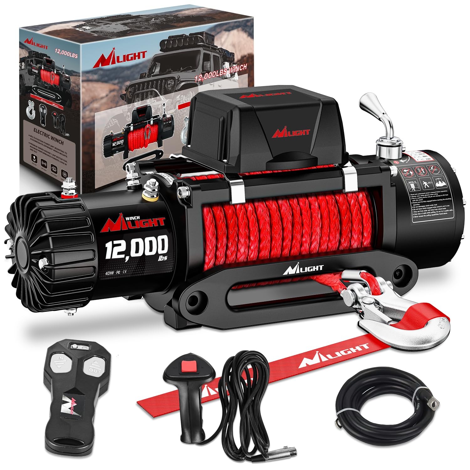 Nilight Electric Winch 12000LBS IP68 Synthetic Rope Wireless Nilight Electric Winch 12000LBS IP68 Synthetic Rope Wireless