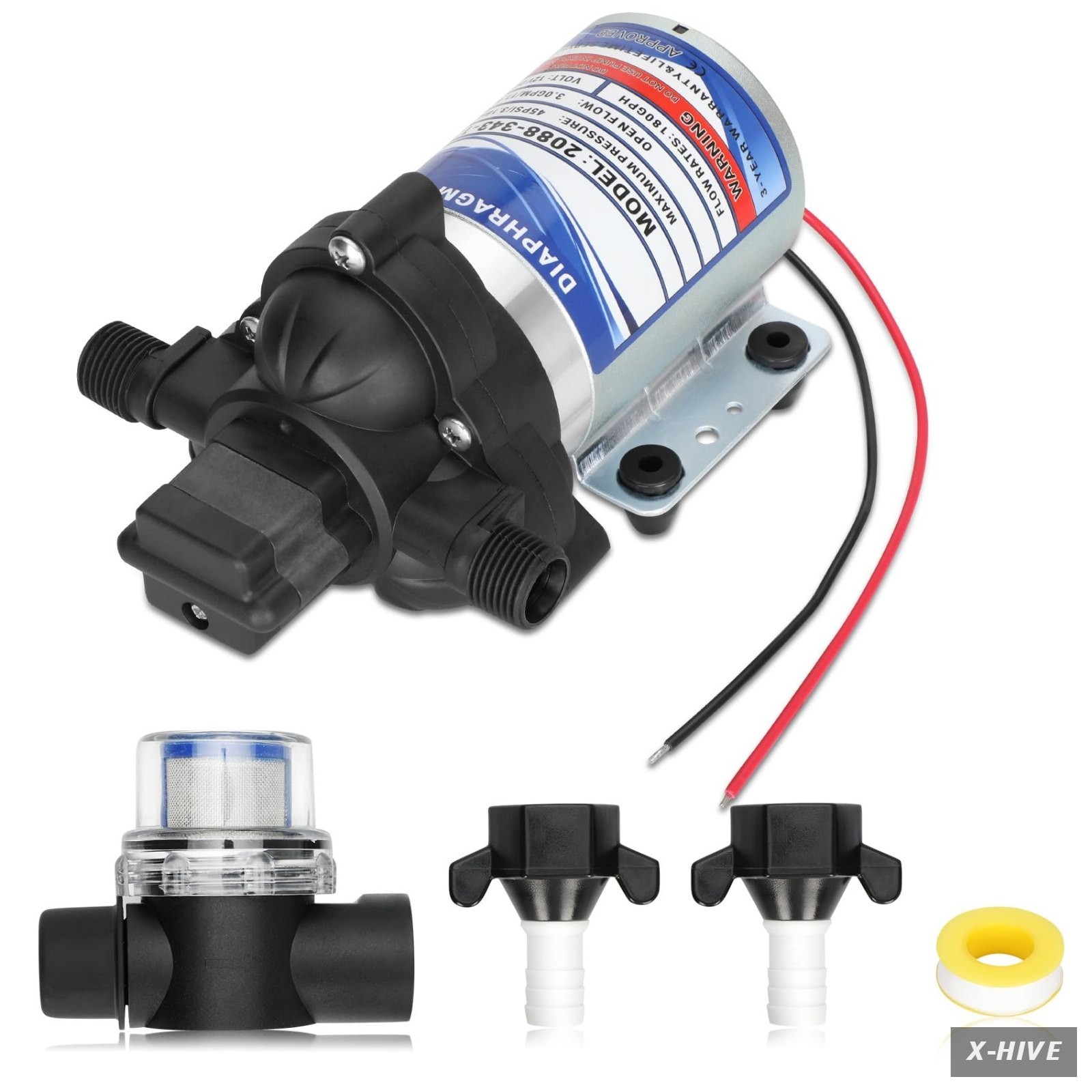 2088-343-135 12V Diaphragm Water Pump 3.0 GPM Viton 2088-343-135 12V Diaphragm Water Pump 3.0 GPM Viton
