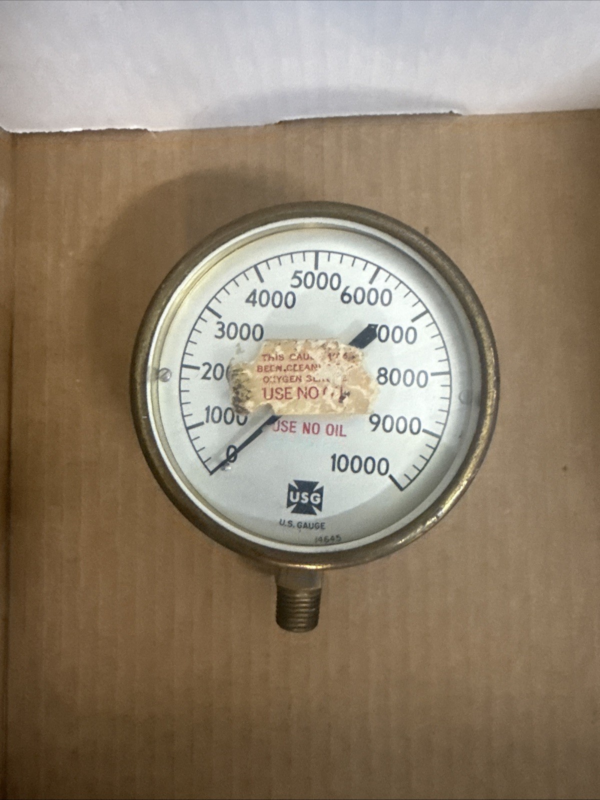 Vintage NASA Calibrated U.S. Gauge 14645 Oxygen Pressure Gauge 0-10000 PSI(L5)