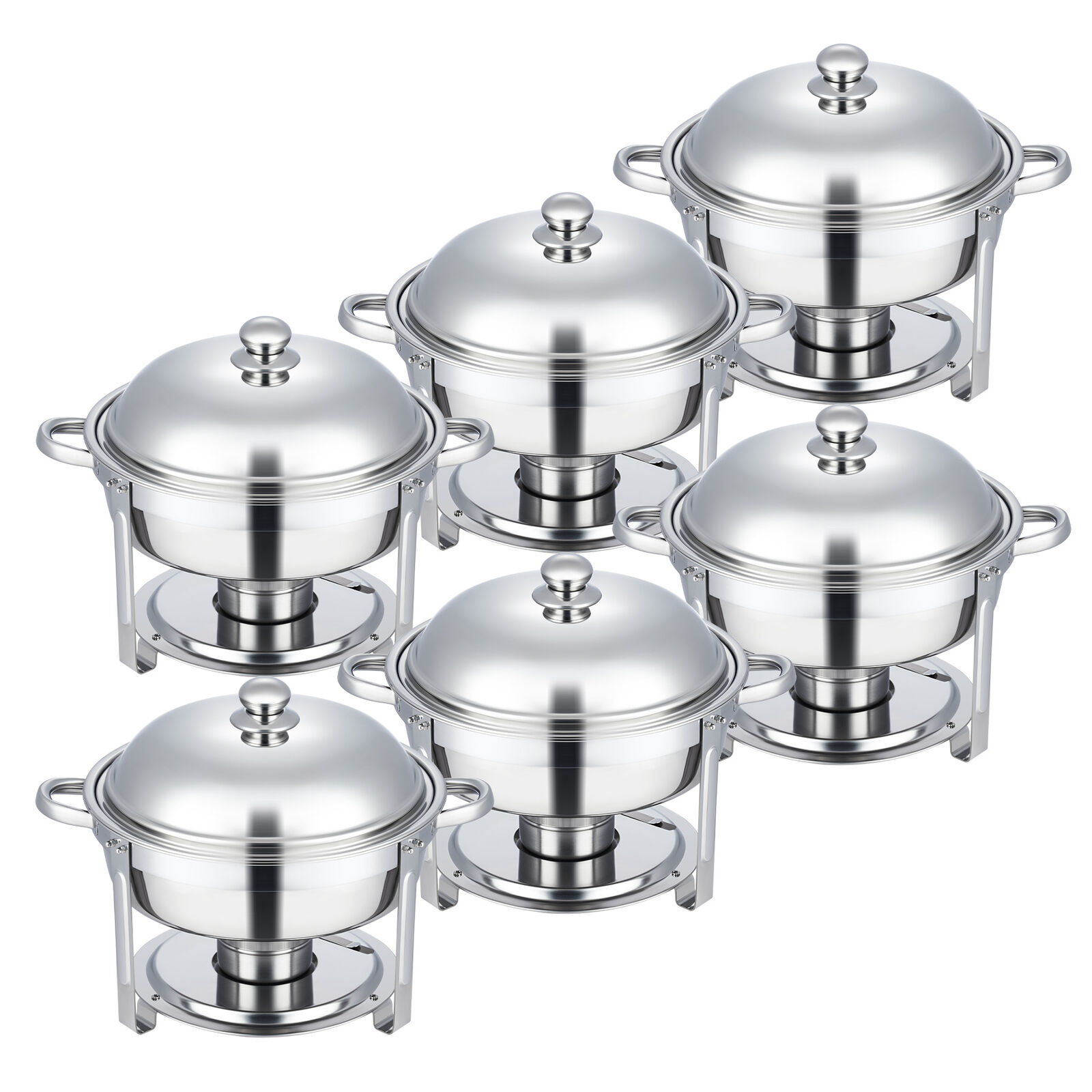 6 Pack 5.3Qt Stainless Steel Chafer Chafing Dish Sets Bain Marie Food Warmer