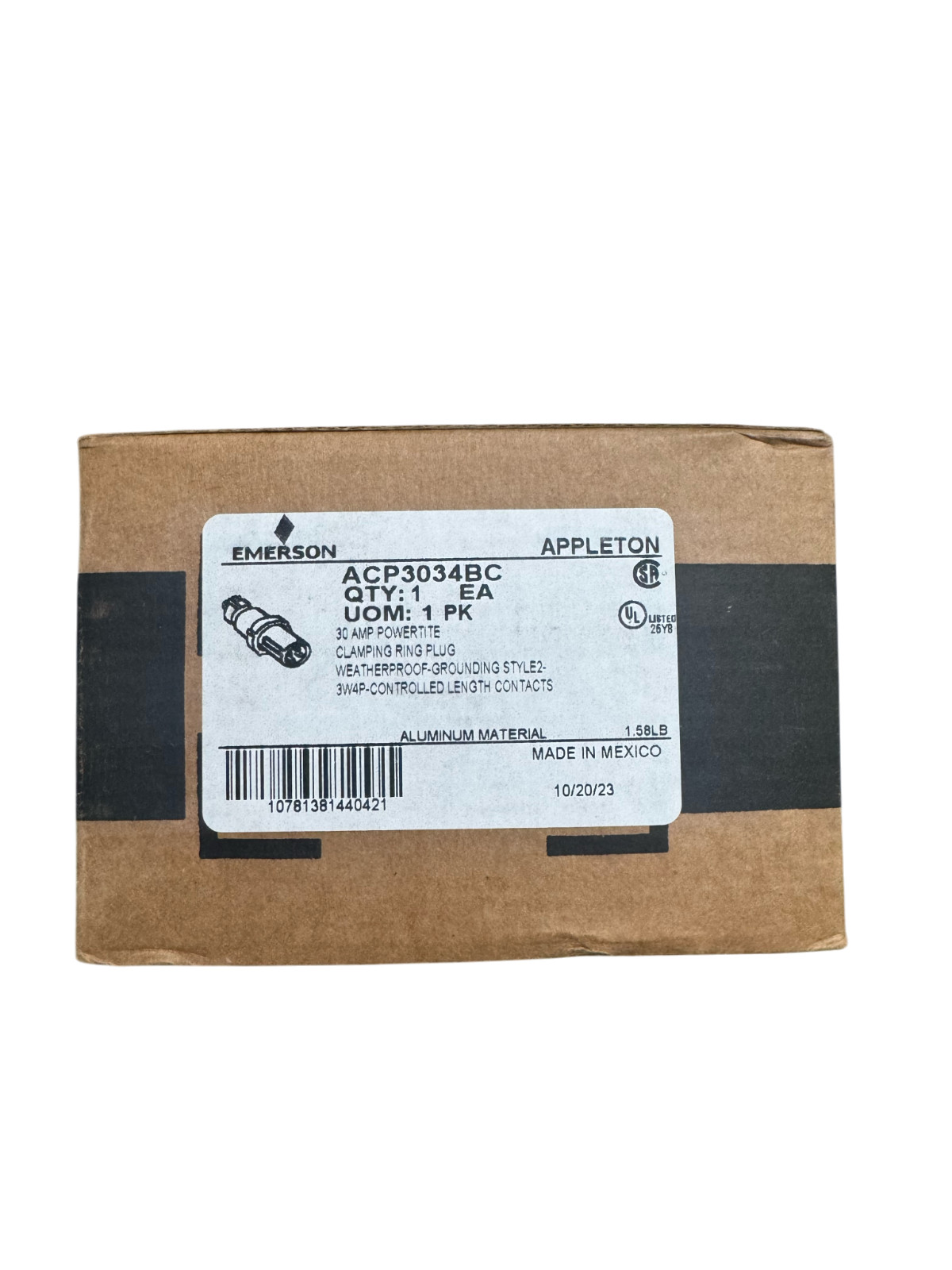 Appleton Powertite ACP3034BC Clamping Ring Plug | 30A | 4-Pole 3-Wire | 600V Appleton Powertite ACP3034BC Clamping Ring Plug | 30A | 4-Pole 3-Wire | 600V