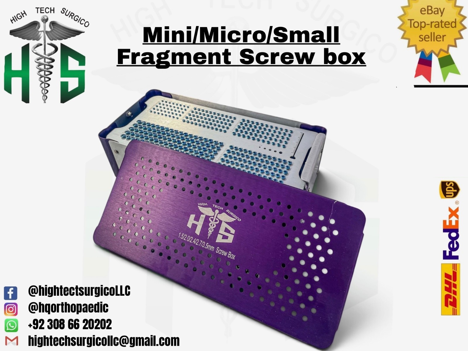 Combo of Orthòpedìc Screw Box 1.5/2.0/2.4/2.7/3.5 Titanium Set 309 Pcs + Drivers