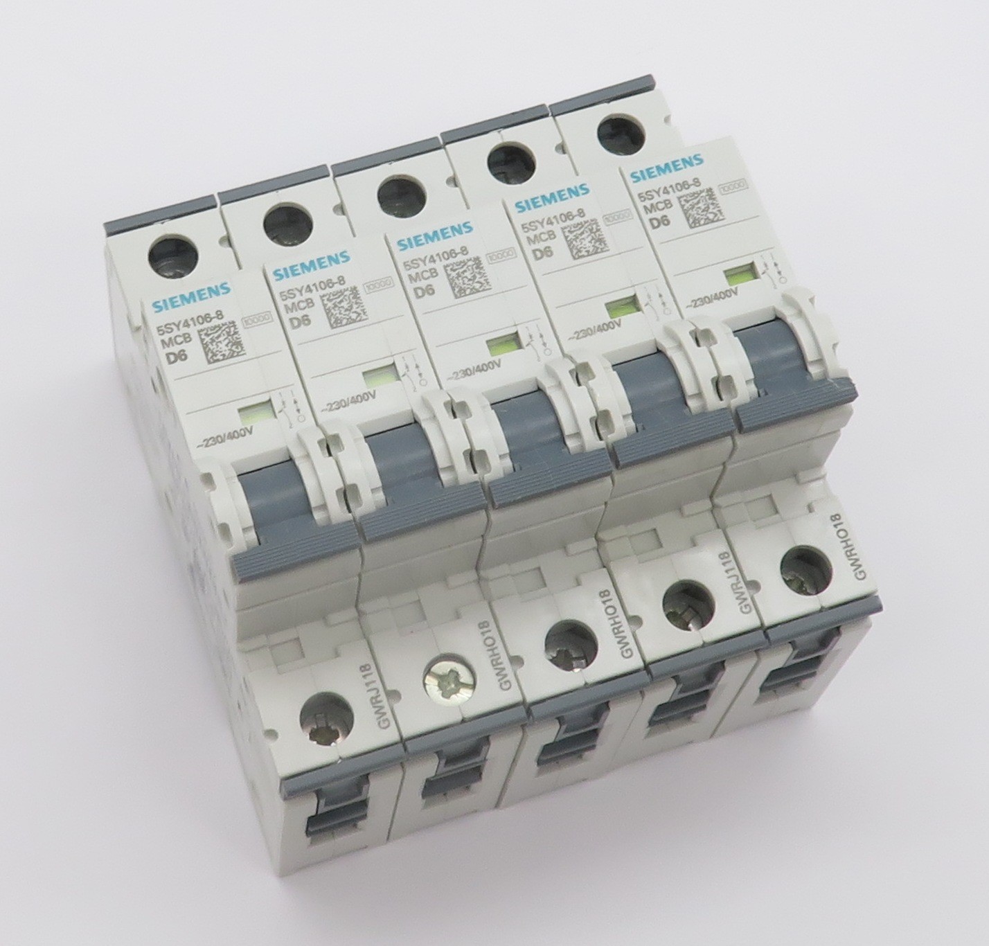 5x Circuit Breaker SIEMENS 5SY4106-8 Circuit Breaker D6 6A 10kA 1 Pole
