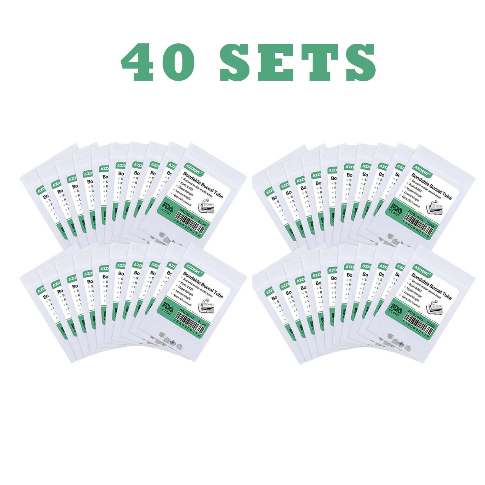 40 Sets AZDENT Dental Orthodontic Buccal Tubes Bondable 2nd Molar R0.022 -160pcs 40 Sets AZDENT Dental Orthodontic Buccal Tubes Bondable 2nd Molar R0.022 -160pcs
