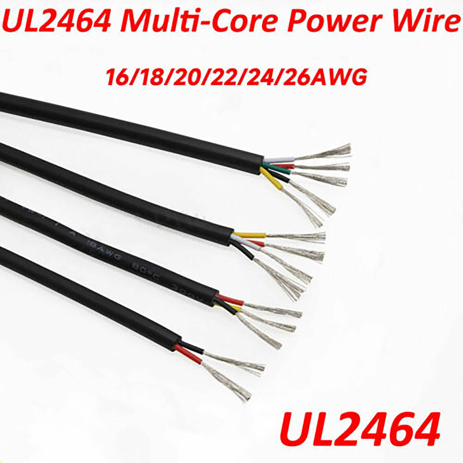 UL2464 16-26 AWG Power Cord Soft Cable Signal Control Wire 2/3/4/5/6 Cores
