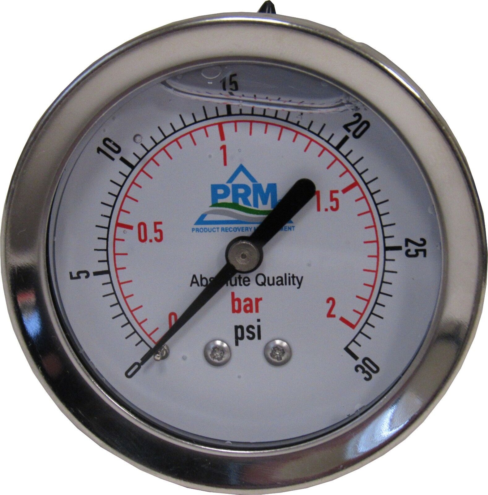 New PRM 0-30 PSI Pressure Gauge 2.5” SS Case 1⁄4” NPT SS Back Mount