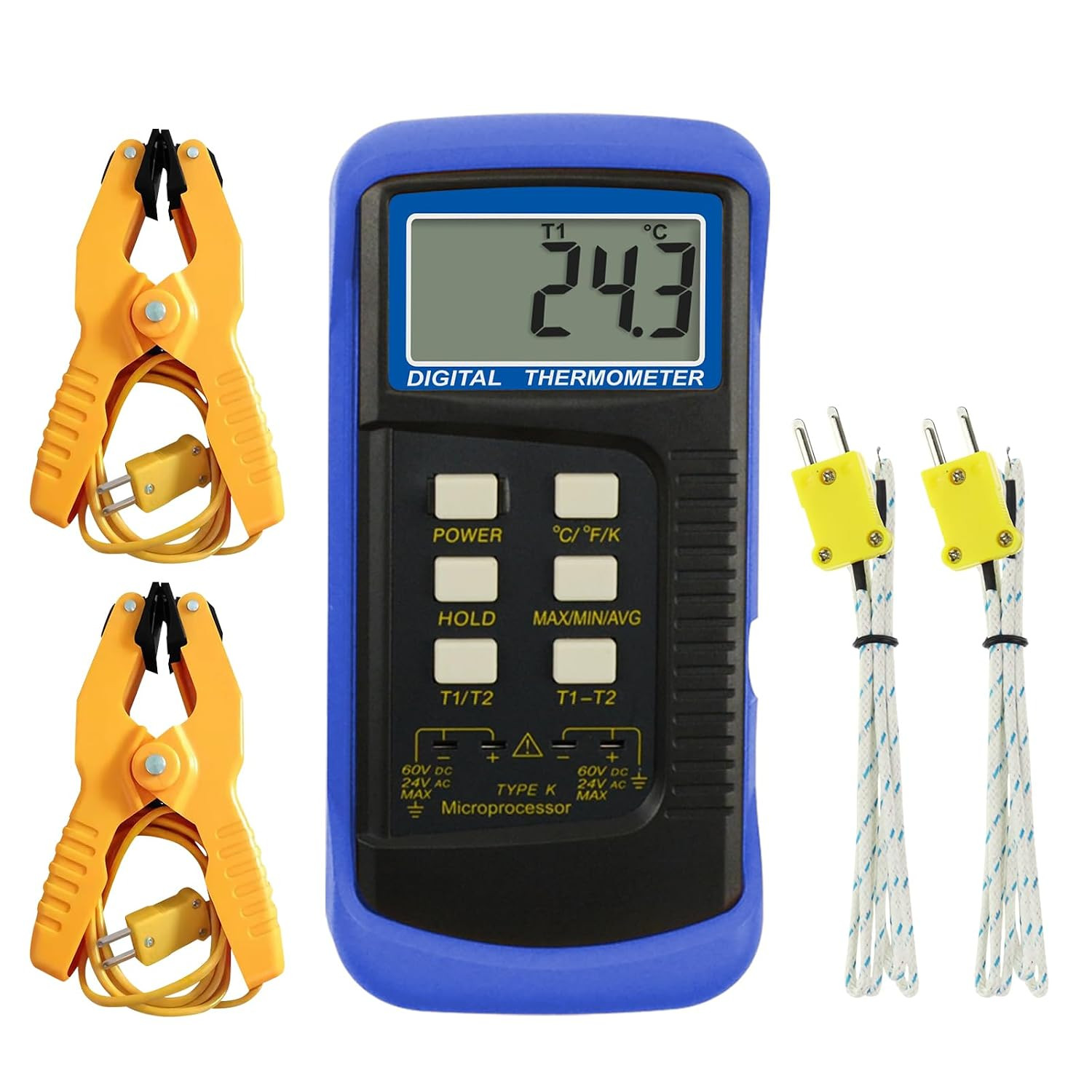 K-Type Thermocouple Thermometer (-50~1300°C) Range, Dual-Channel Digital Tempera K-Type Thermocouple Thermometer (-50~1300°C) Range, Dual-Channel Digital Tempera
