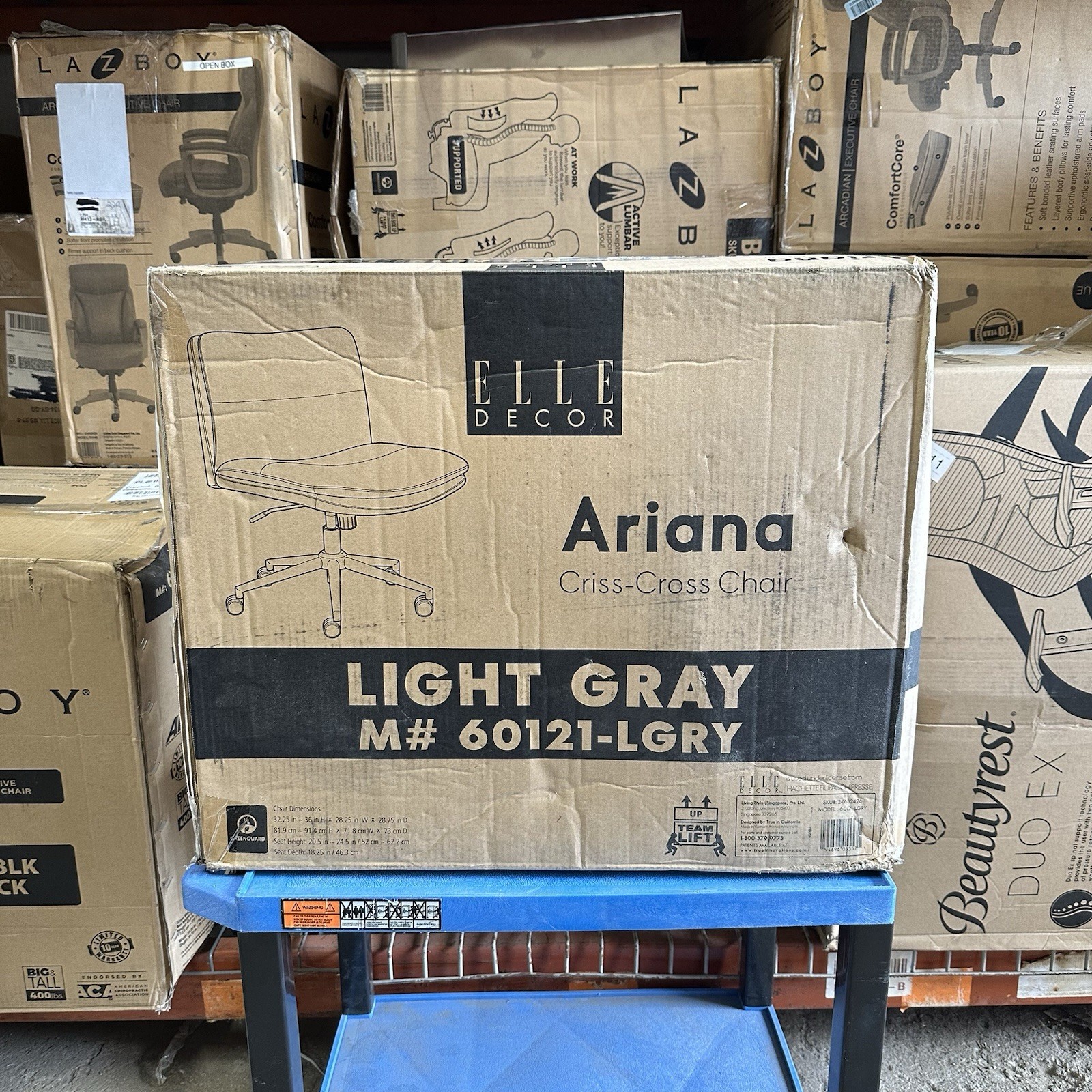Elle Decor Ariana Criss-Cross Chair Light Gray - 60121-LGRY Elle Decor Ariana Criss-Cross Chair Light Gray - 60121-LGRY