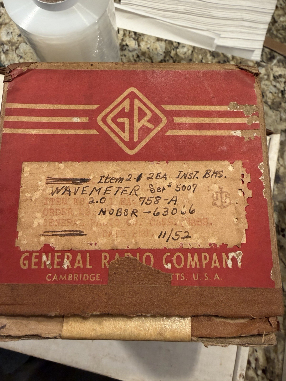 General Radio 758-A Wavemeter 5-400 MHz NOS in Original Box Navy 1952 Ser 5007