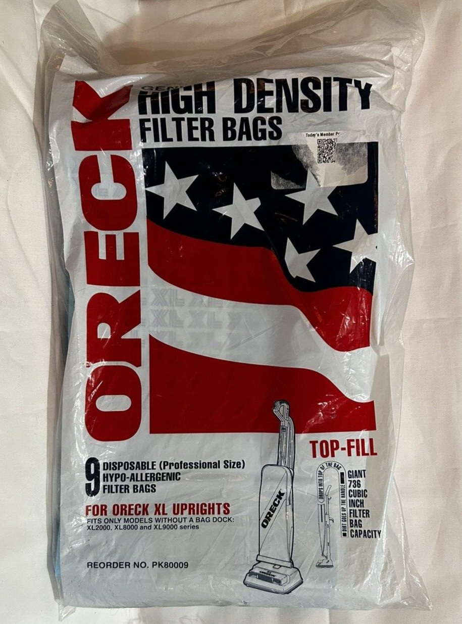 Oreck Vacuum High Density Filter Bags XL Uprights 9 Pack PK80009 Genuine Sealed Oreck Vacuum High Density Filter Bags XL Uprights 9 Pack PK80009 Genuine Sealed