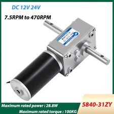 Brushed Worm Gear Motor DC 12V 24V Dual Axis Round Reversible Torque 5840-31ZY picture