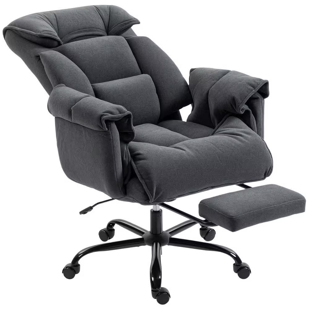 Executive Polyester Reclining Swivel High Back Ergonomic Office Chair in Dark Gr Executive Polyester Reclining Swivel High Back Ergonomic Office Chair in Dark Gr