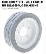 Qty 4- Skyjack 158438/158439 Non-Marking Treaded Molded-On Wheels (200 x 8) Gray picture
