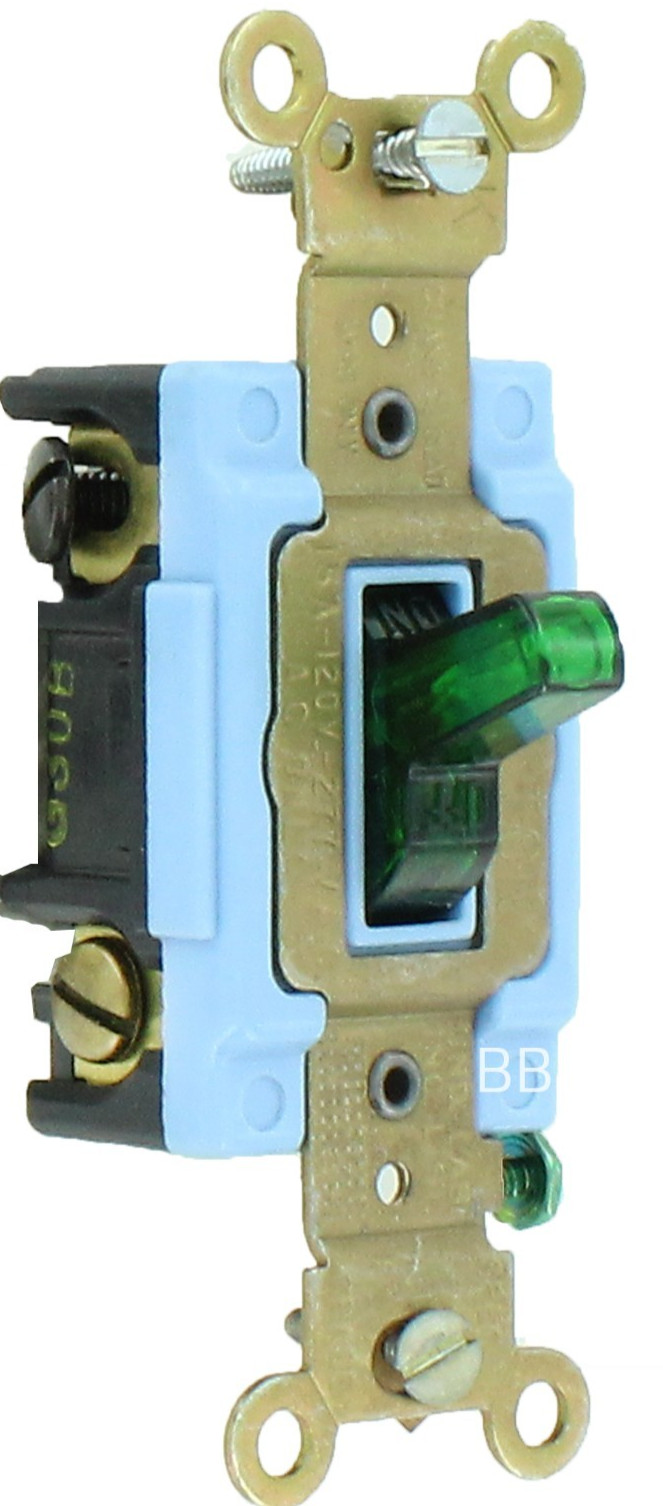 LEVITON 1202-PLG 15A Double Pole Toggle Switch Pilot Light-Green Industrial LEVITON 1202-PLG 15A Double Pole Toggle Switch Pilot Light-Green Industrial