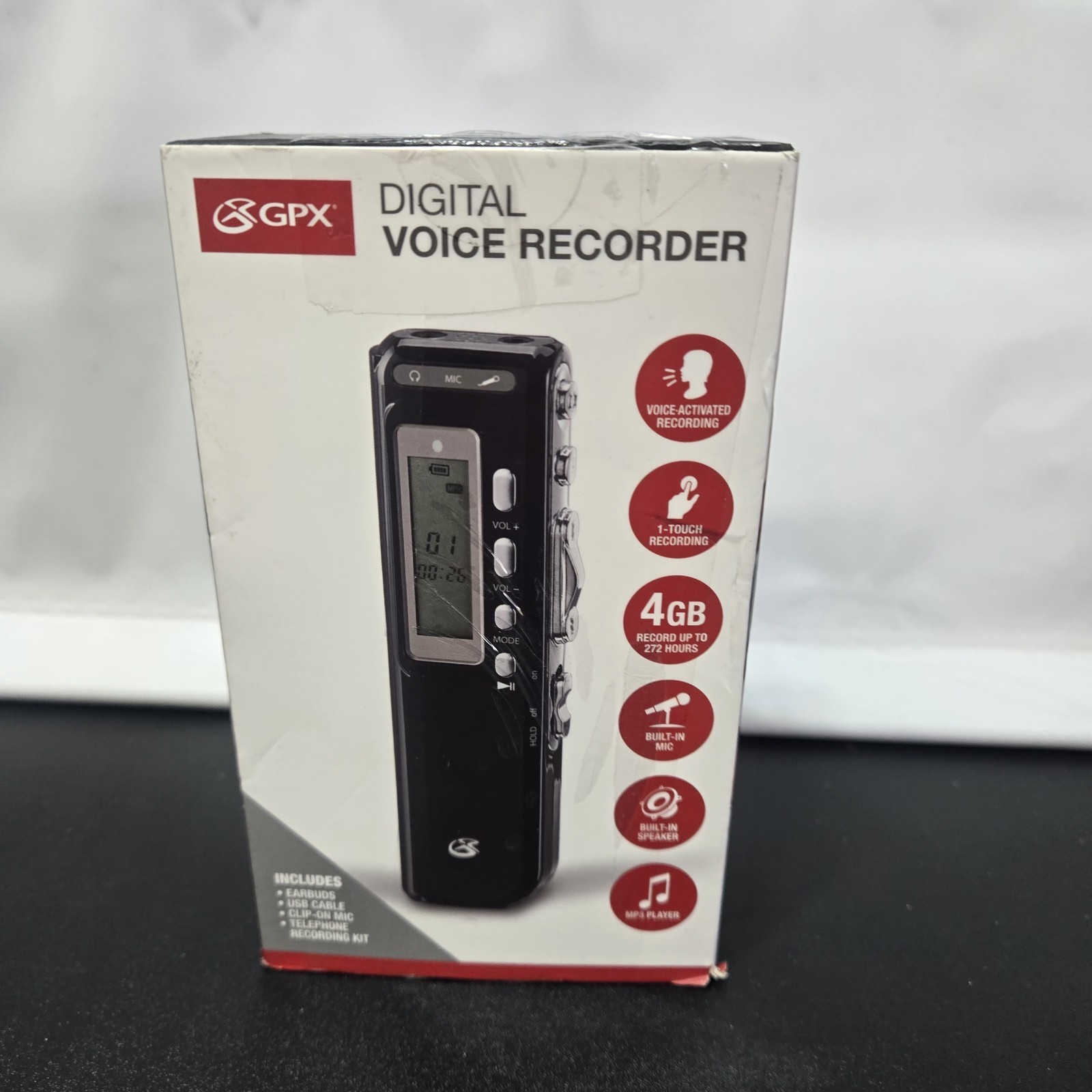 NOB GPX 4GB Digital Voice Activated Recorder Dictaphone PR047B Flash Memory NOB GPX 4GB Digital Voice Activated Recorder Dictaphone PR047B Flash Memory
