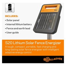 Gallagher S20 Solar Fence Charger 0.2J Lithium Battery 2 Miles picture