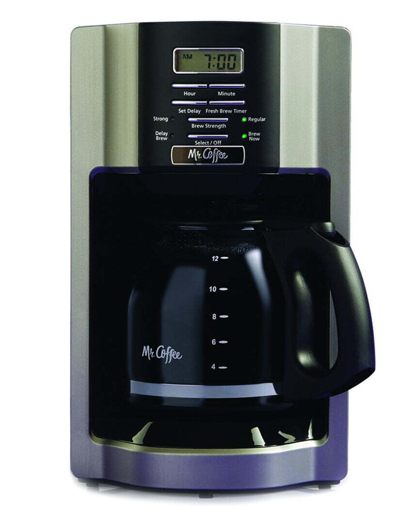 Mr. Coffee 12-Cup Programmable Coffeemaker, Rapid Brew, Brushed Metallic