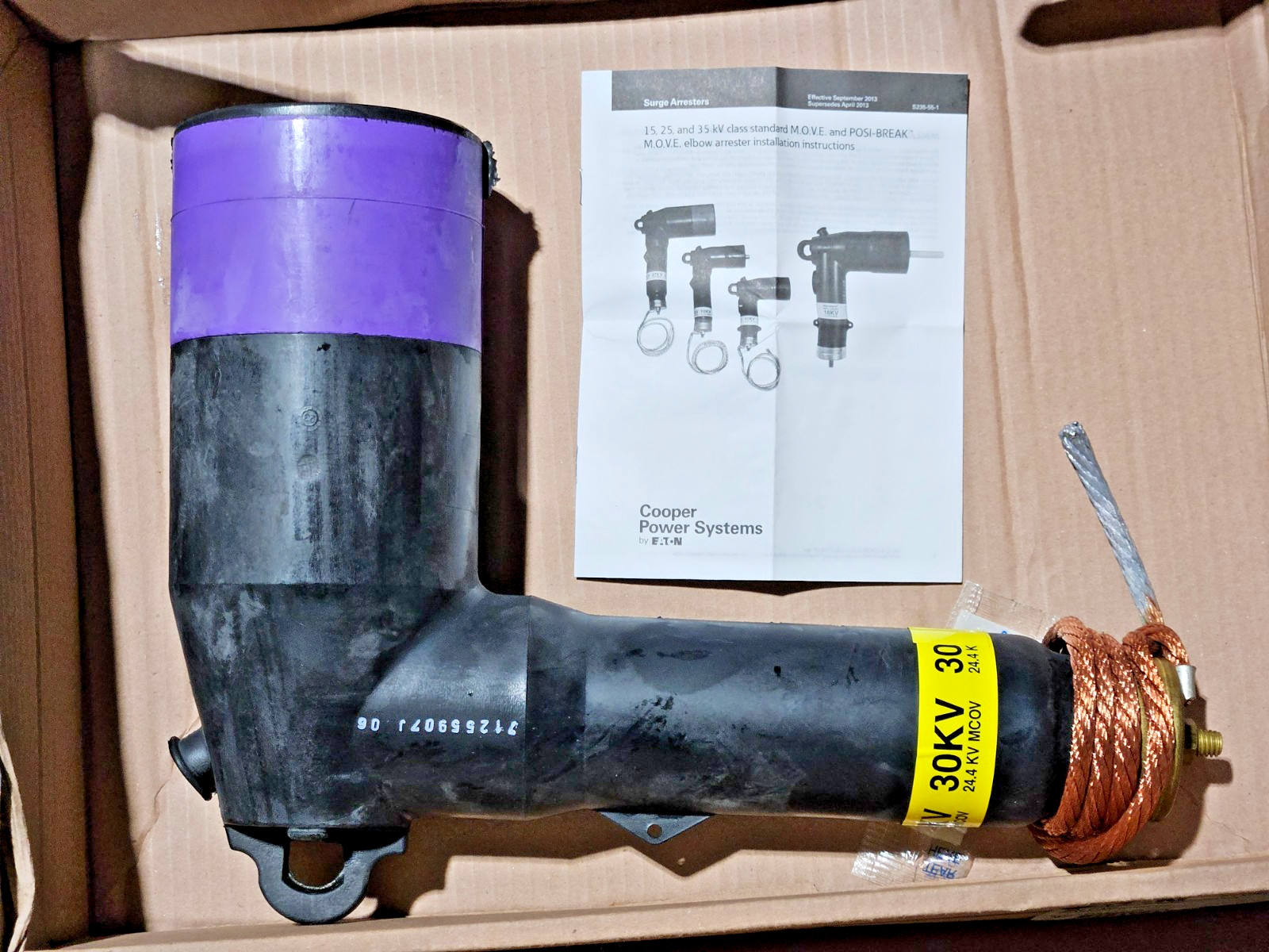 NEW Eaton Cooper 3238020C30M 30KV Deadbreak Elbow Only 24.4 kv MCOV NEW Eaton Cooper 3238020C30M 30KV Deadbreak Elbow Only 24.4 kv MCOV
