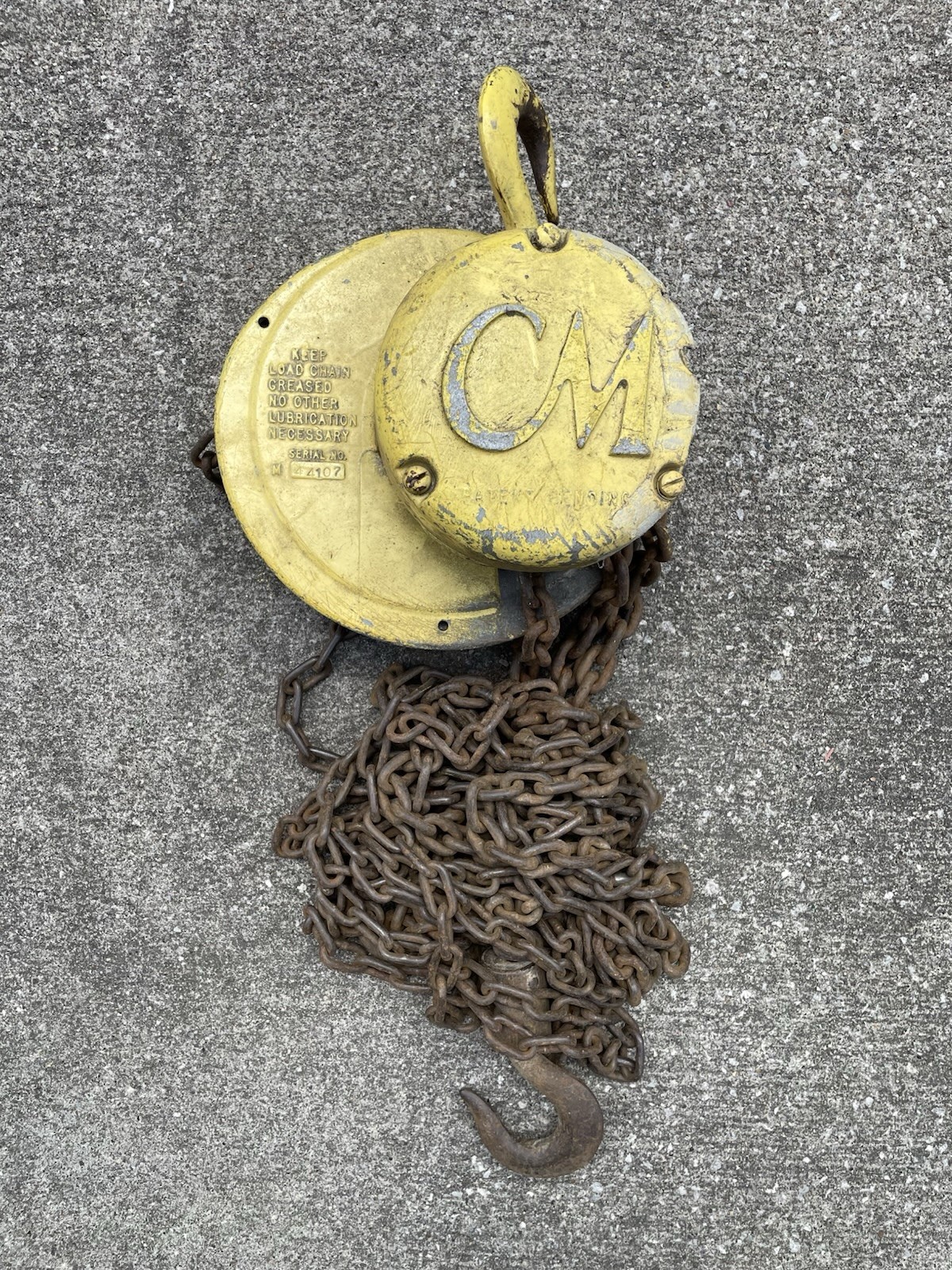 Vintage Chisholm Moore CM Manual Cyclone One Ton Chain Hoist Model M READ Vintage Chisholm Moore CM Manual Cyclone One Ton Chain Hoist Model M READ