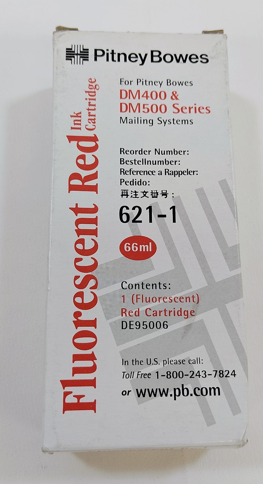 Lot Of 10 Original Pitney Bowes (FL) Red Ink 66ml #621-1 - Brand New OEM Lot Of 10 Original Pitney Bowes (FL) Red Ink 66ml #621-1 - Brand New OEM