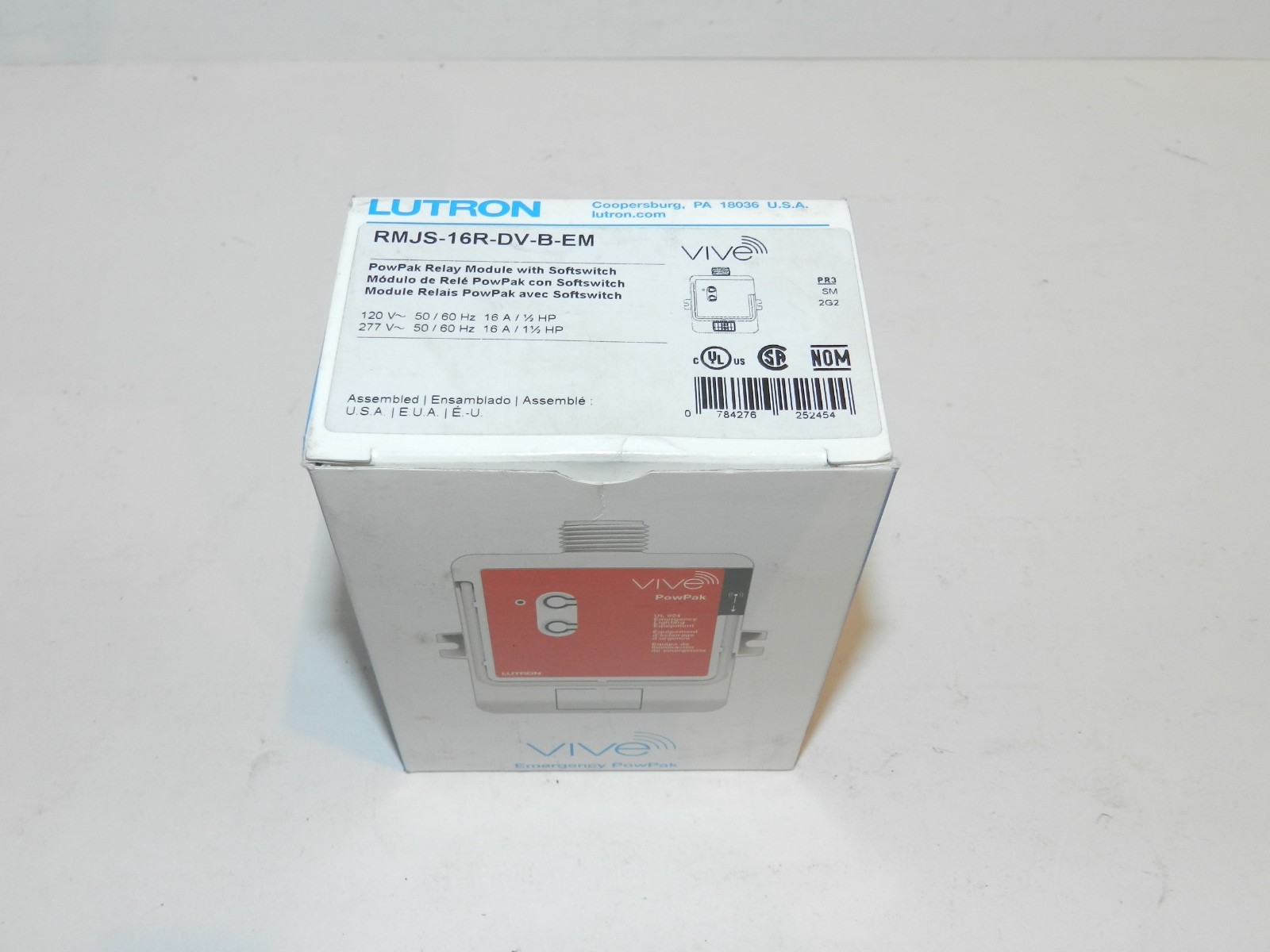 LUTRON RMJS-16R-DV-B-EM POWPAK EMERGENCY RELAY MODULE WITH SOFTSWITCH, 120/277V