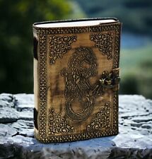Vintage Genuine Leather Journal Handmade Leather Dragon 8X6 Brown picture
