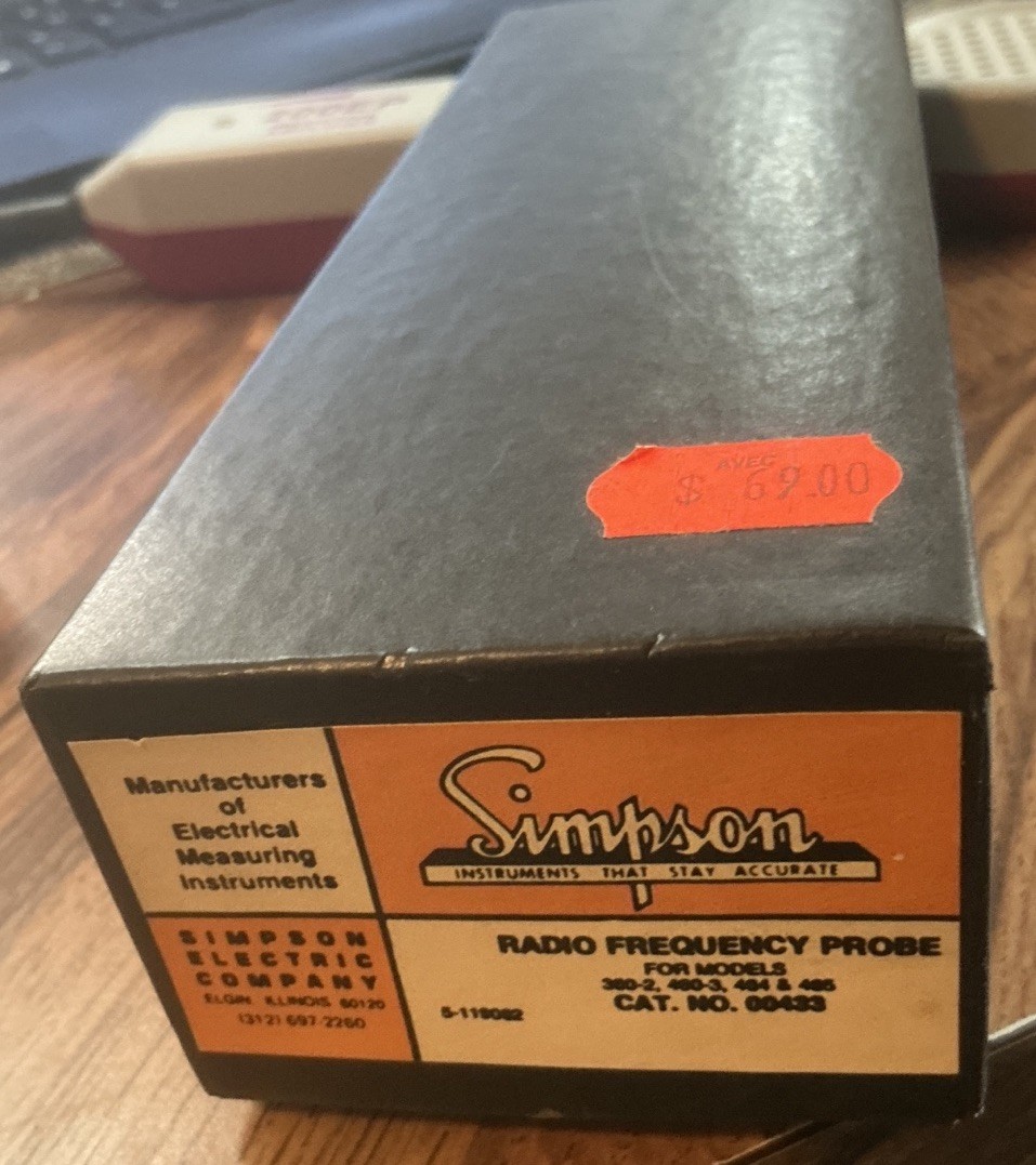Nice Simpson Cat. 00433 Radio Frequency Probe for 360-2 460-3 464 465 w/ Box
