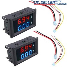 2pcs DC 100V 10A Voltmeter Ammeter LED Dual Volt Amp Meter Voltage Current Gauge picture