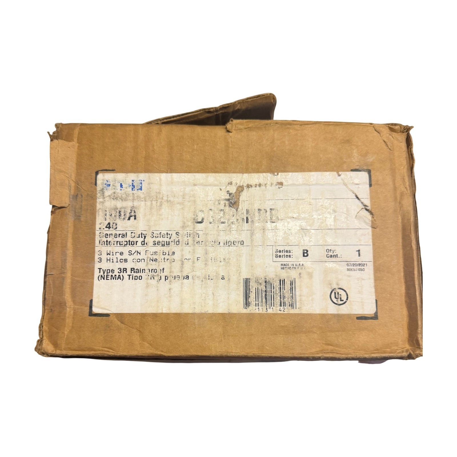 Eaton DG223NRB 100A 240V General Duty Safety Switch 3W Fusible NEMA 3R Eaton DG223NRB 100A 240V General Duty Safety Switch 3W Fusible NEMA 3R