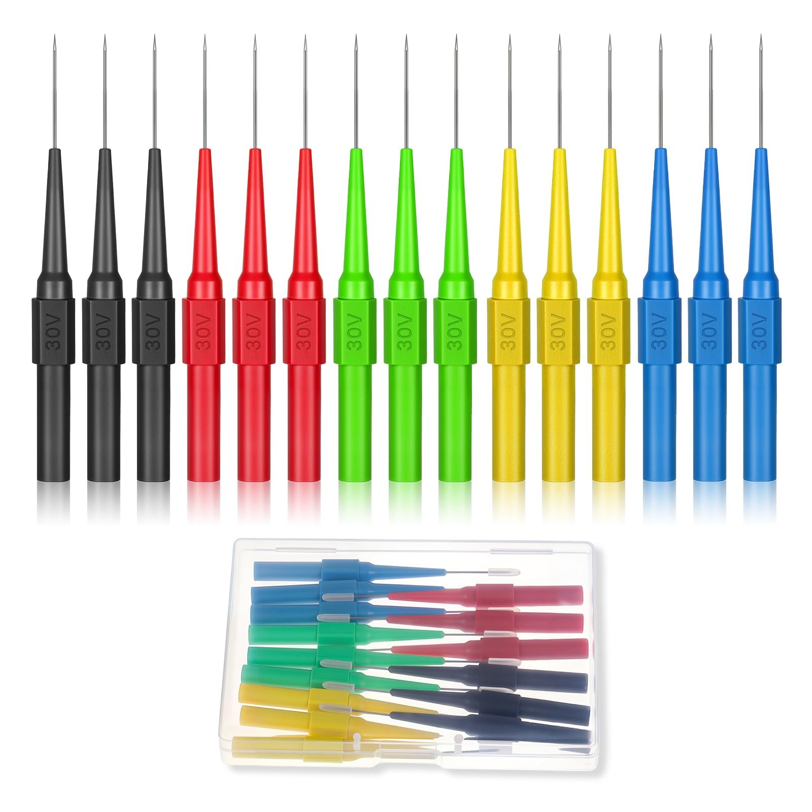 15 PCS Test Back Probe Pin Kit Automotive with 4mm Banana Socket (0.7mm Needle), 15 PCS Test Back Probe Pin Kit Automotive with 4mm Banana Socket (0.7mm Needle),