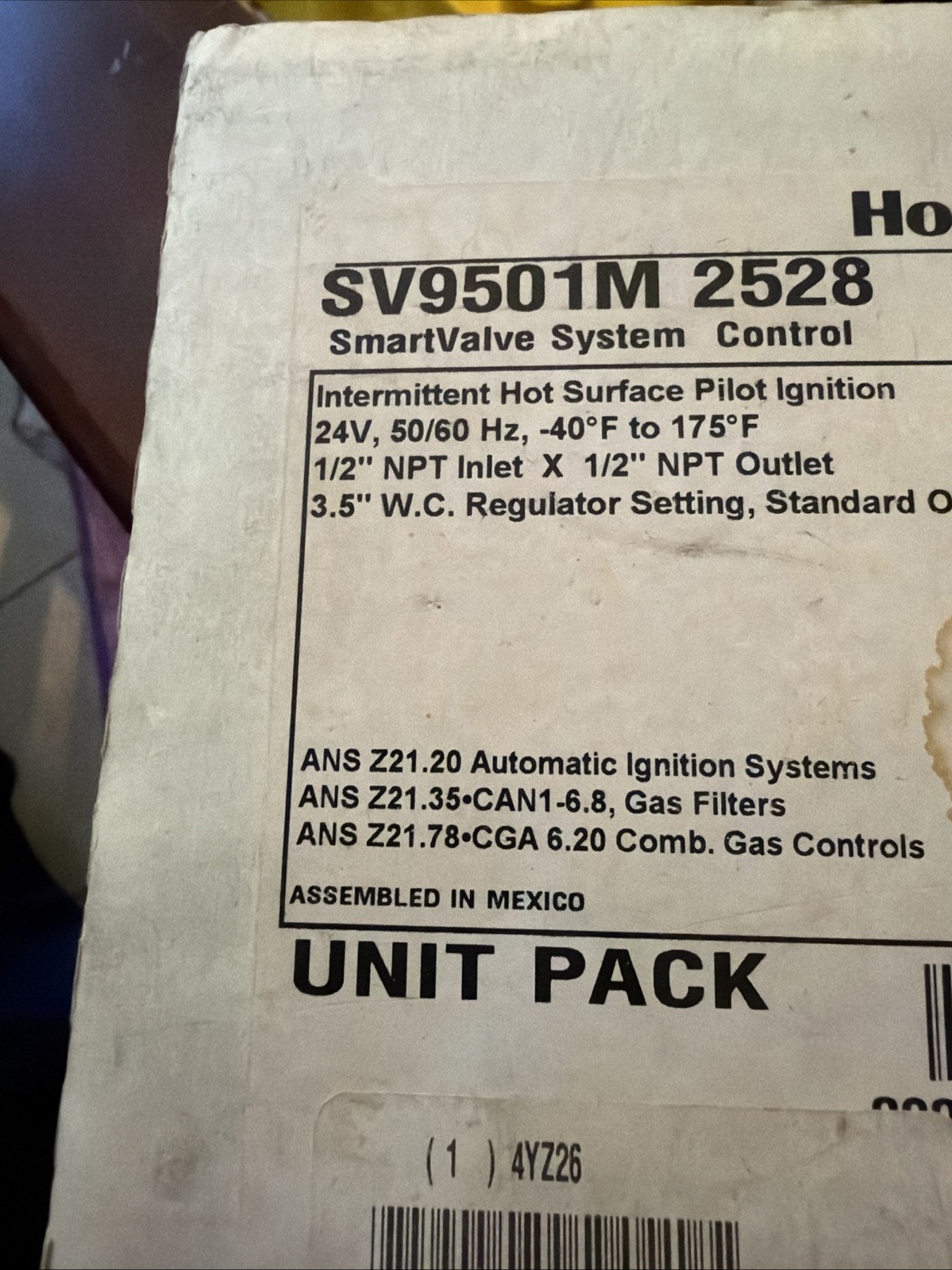 HONEYWELL Smart Valve Gas System Control SV9501M 2528 HONEYWELL Smart Valve Gas System Control SV9501M 2528