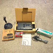 Vintage Optimus CTR-117 Cassette Recorder Lot RadioShack Mic Stand Tapes Boxed picture