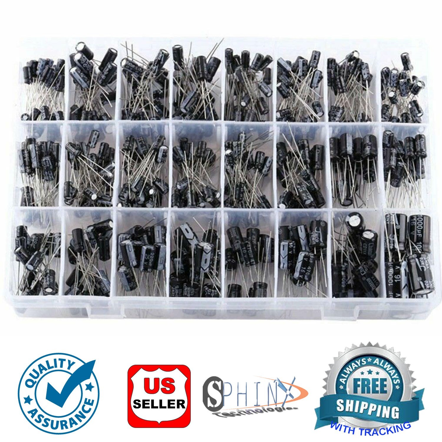 500pc Radial Electrolytic Capacitor Assortment Kit 24 Value 0.1uF-1000uF 10V-50V 500pc Radial Electrolytic Capacitor Assortment Kit 24 Value 0.1uF-1000uF 10V-50V