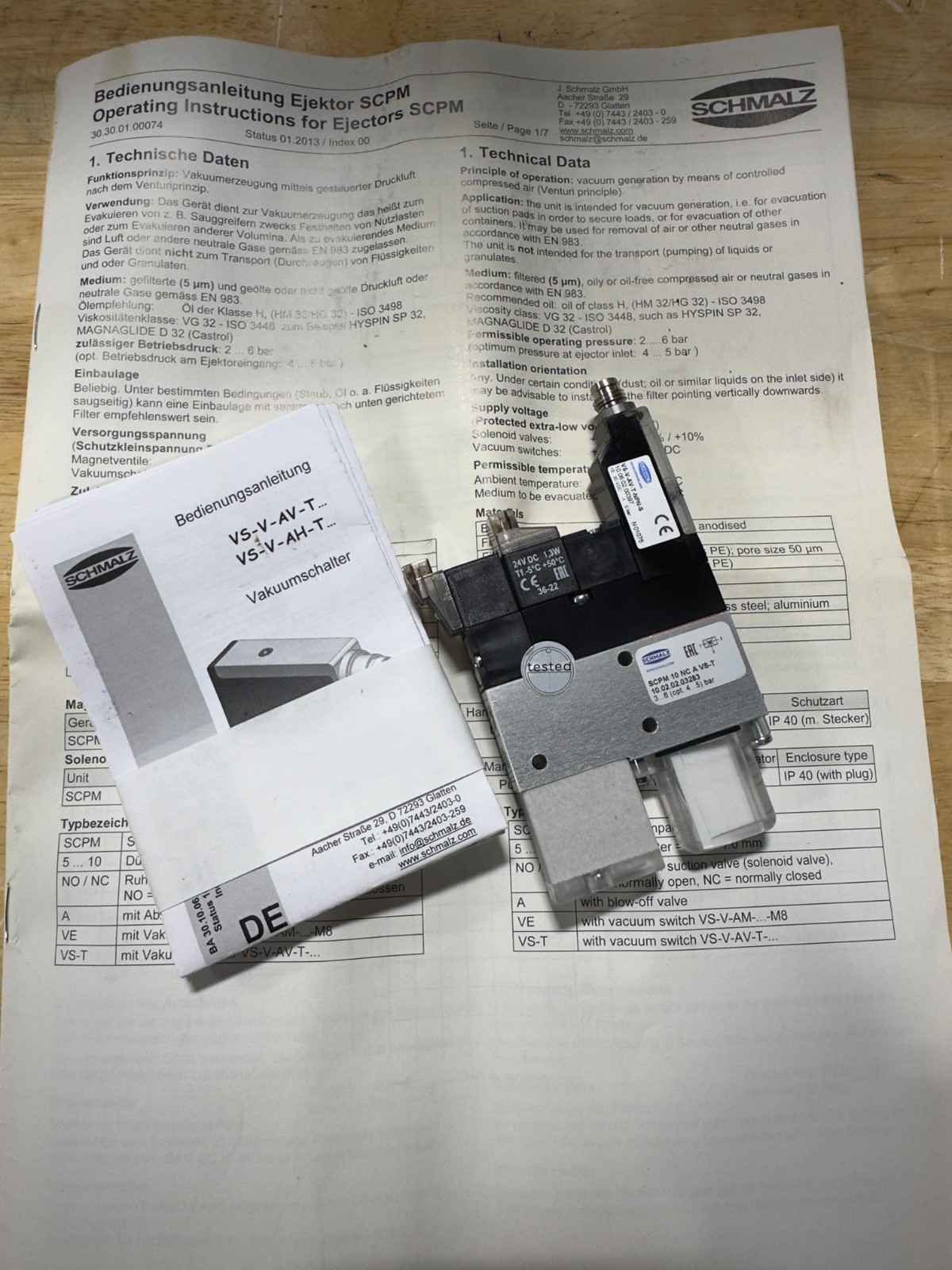 Schmalz SCPM 10 NC A VS-T Vacuum Ejector 10.02.02.03283 24VDC Schmalz SCPM 10 NC A VS-T Vacuum Ejector 10.02.02.03283 24VDC