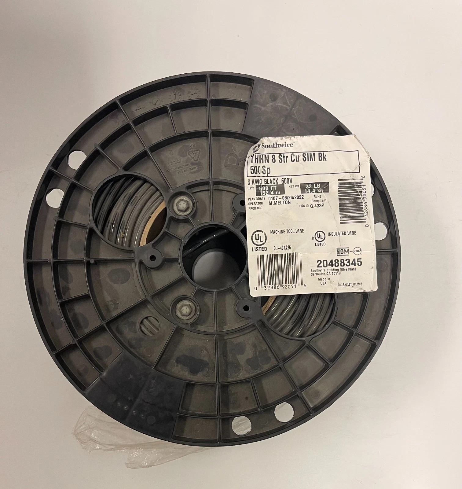 500 ft 8 AWG THHN Stranded Copper Wire Southwire 8-AWG Black 500 ft 8 AWG THHN Stranded Copper Wire Southwire 8-AWG Black
