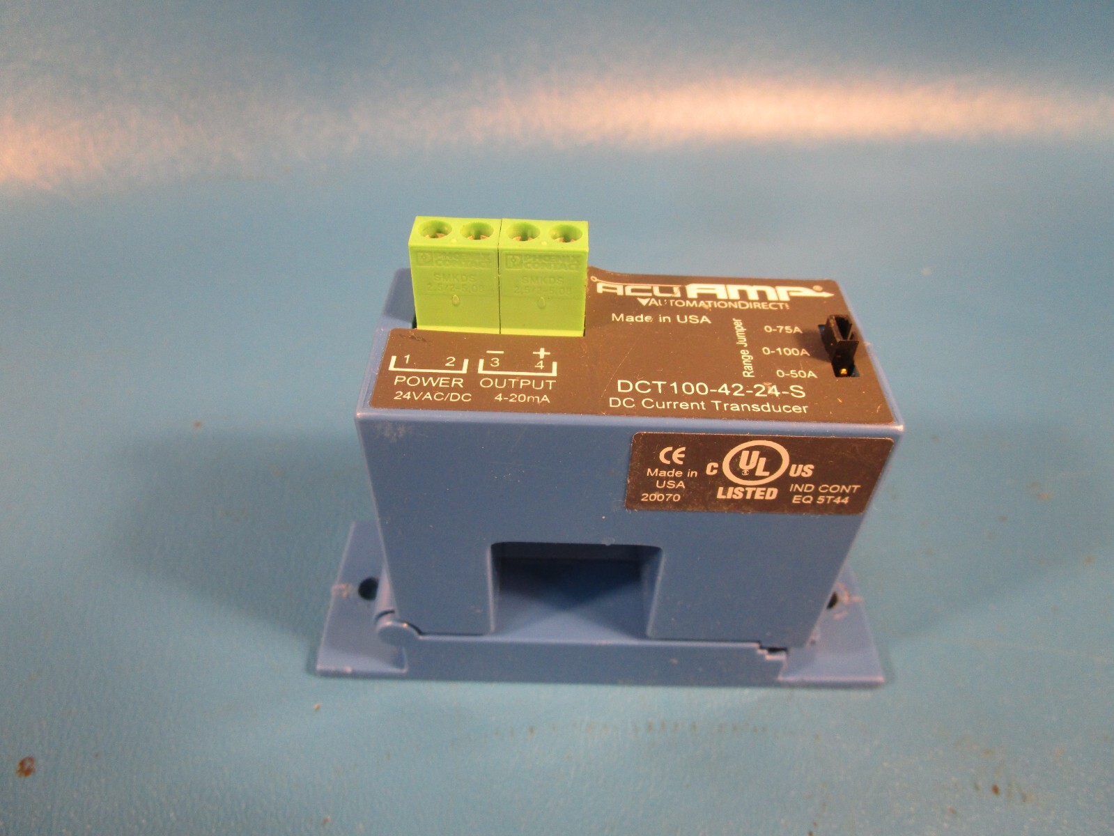 Automation Direct DCT100-42-24-S, AcuAmp, DC Current Transducer, 24VAC/DC, 4-20m Automation Direct DCT100-42-24-S, AcuAmp, DC Current Transducer, 24VAC/DC, 4-20m