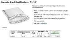 Metallic Insulated / Padded Mailer - 7 x 10” - Uline S-22599 - Case of 25 picture