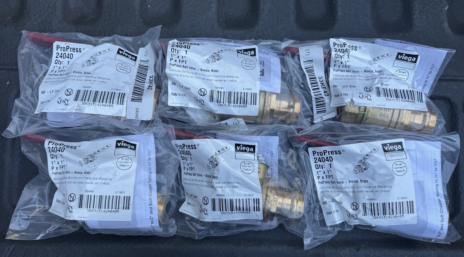 Viega 24040 ProPress 1” Press x 1” FPT Bronze Ball Valve Lot of 6 New