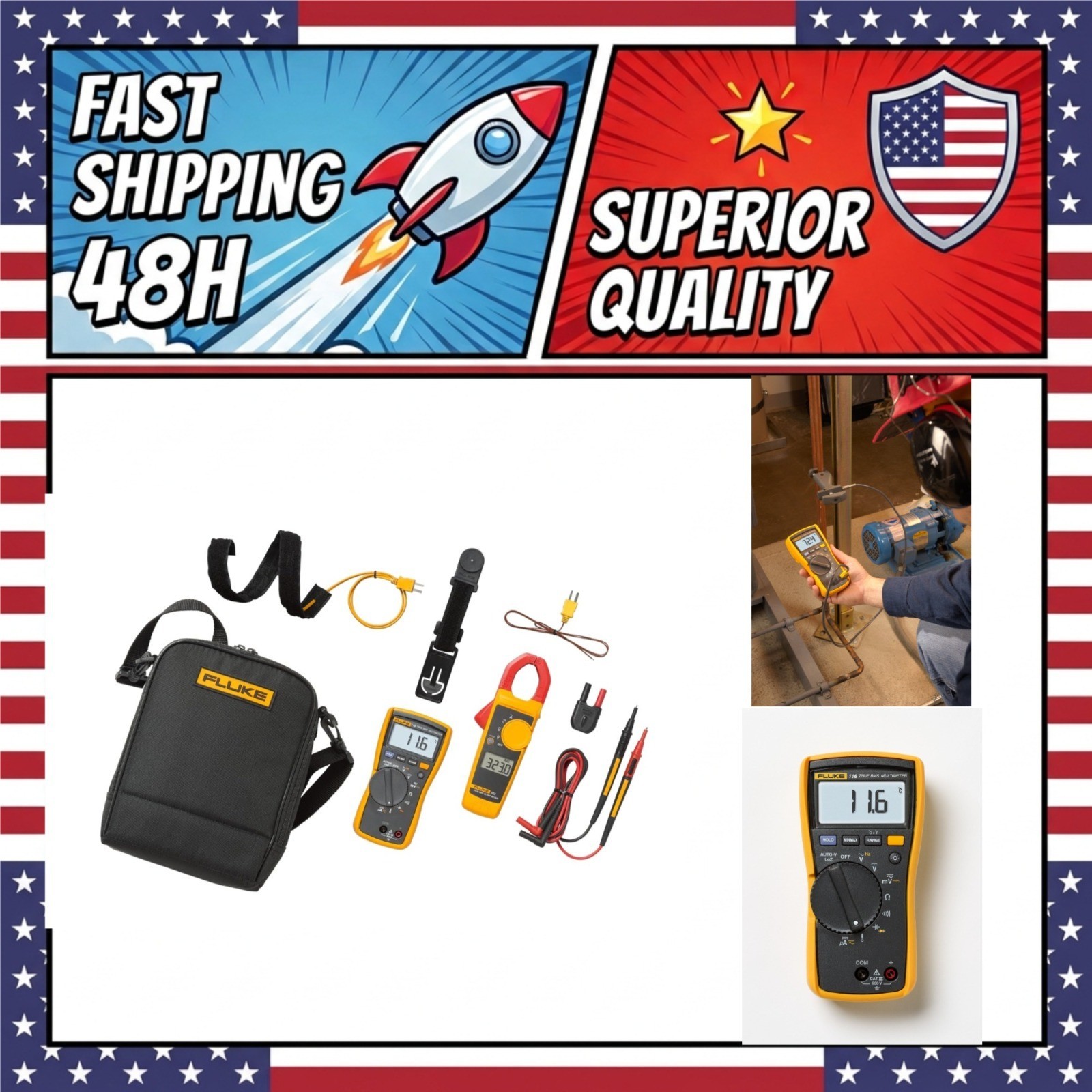Fluke 116/323 HVAC Multimeter and Clamp Meter Combo Kit AC/DC 400 A Fluke 116/323 HVAC Multimeter and Clamp Meter Combo Kit AC/DC 400 A