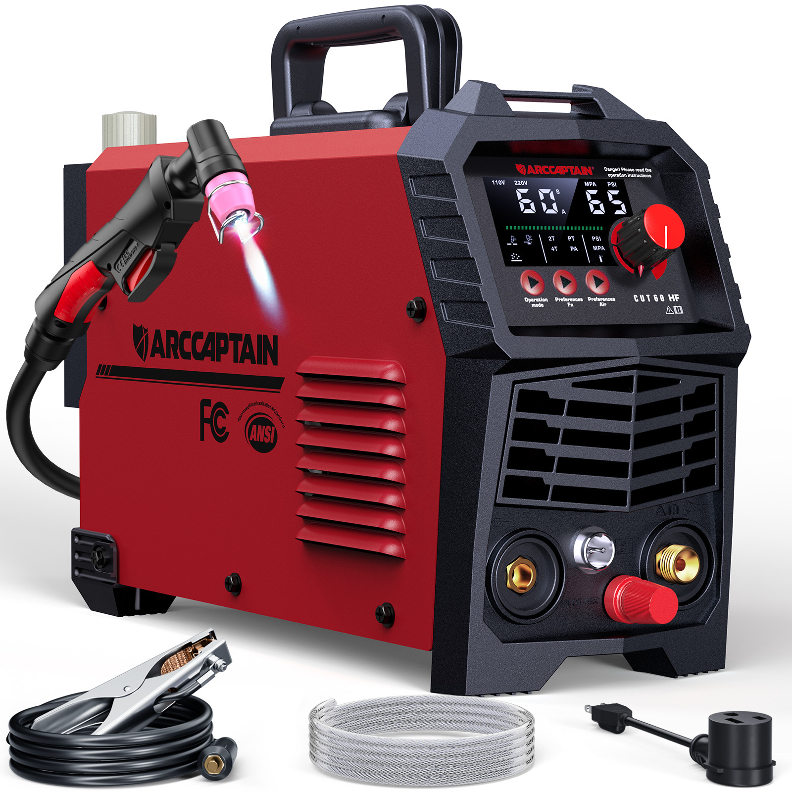 ARCCAPTAIN 60A Plasma Cutter CUT60 Non-Touch Pilot Arc HF 110V/220V Dual Voltage ARCCAPTAIN 60A Plasma Cutter CUT60 Non-Touch Pilot Arc HF 110V/220V Dual Voltage