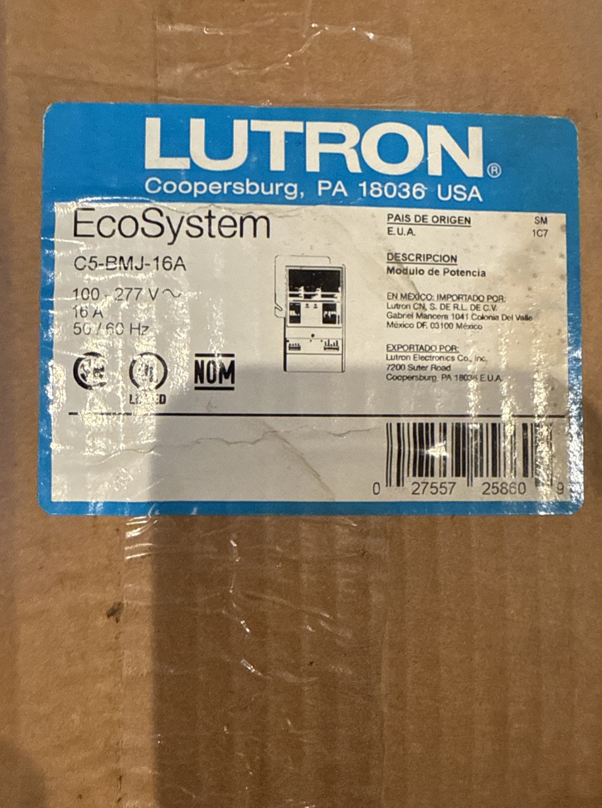 Lutron EcoSystem C5-BMJ-16A Dimming Power Module 100-277v Lutron EcoSystem C5-BMJ-16A Dimming Power Module 100-277v