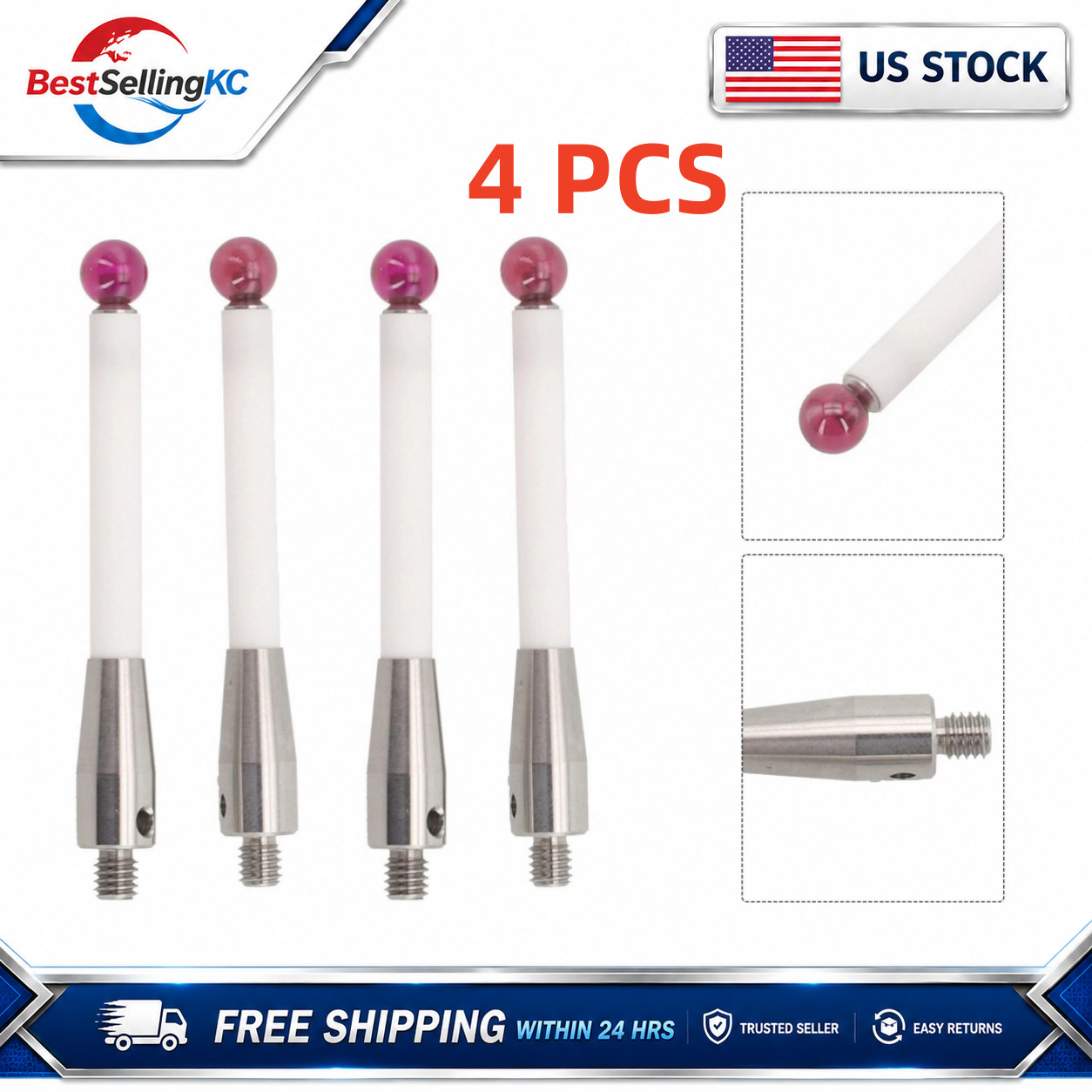 4Pcs For Renishaw A-5000-3709 CMM Probe Stylus 50mm-Ceramic Stem - 6mm Ball NEW 4Pcs For Renishaw A-5000-3709 CMM Probe Stylus 50mm-Ceramic Stem - 6mm Ball NEW