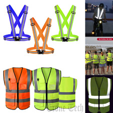 5 Pockets Safety Vest Reflective Belt Straps W/ High Visibility Stripes Security picture