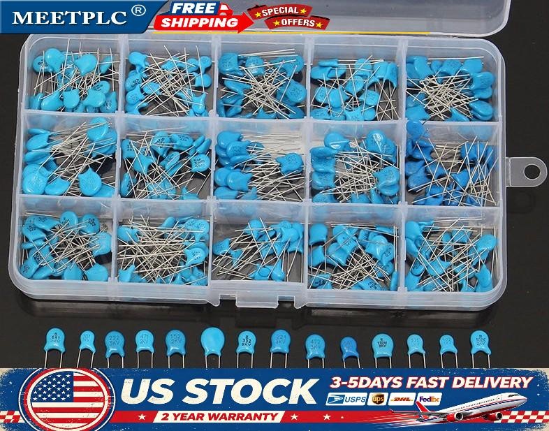 1nF-22nF Ceramic Capacitors Assorted Kit 300pcs 15 Value High Voltage USA 1nF-22nF Ceramic Capacitors Assorted Kit 300pcs 15 Value High Voltage USA