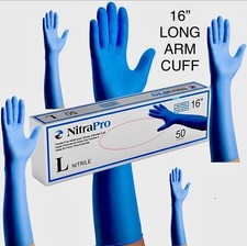 Disposable Gloves Large Long Cuff NitraPro Blue Nitrile(500COUNT/10 Boxes of 50) picture