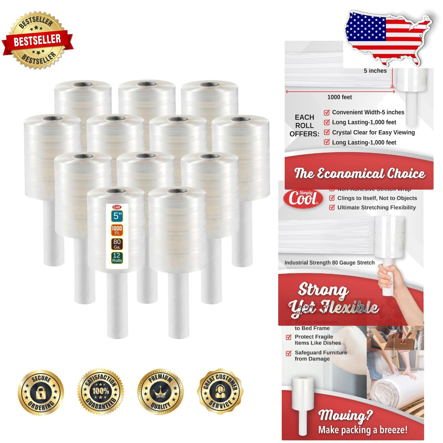 Economical Mini Stretch Wrap 5 Inch 1000ft 80 Gauge Self-Adhering Shrink Film Economical Mini Stretch Wrap 5 Inch 1000ft 80 Gauge Self-Adhering Shrink Film