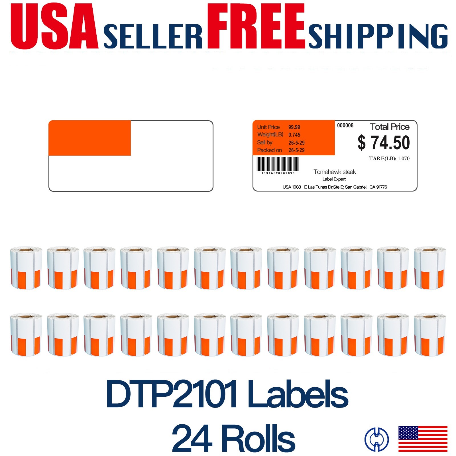 Zebra 2 5/8 x 1 1/8 POLYPRO 4000D Orange Price tag, 500 Labels 24 Rolls BOX M Zebra 2 5/8 x 1 1/8 POLYPRO 4000D Orange Price tag, 500 Labels 24 Rolls BOX M