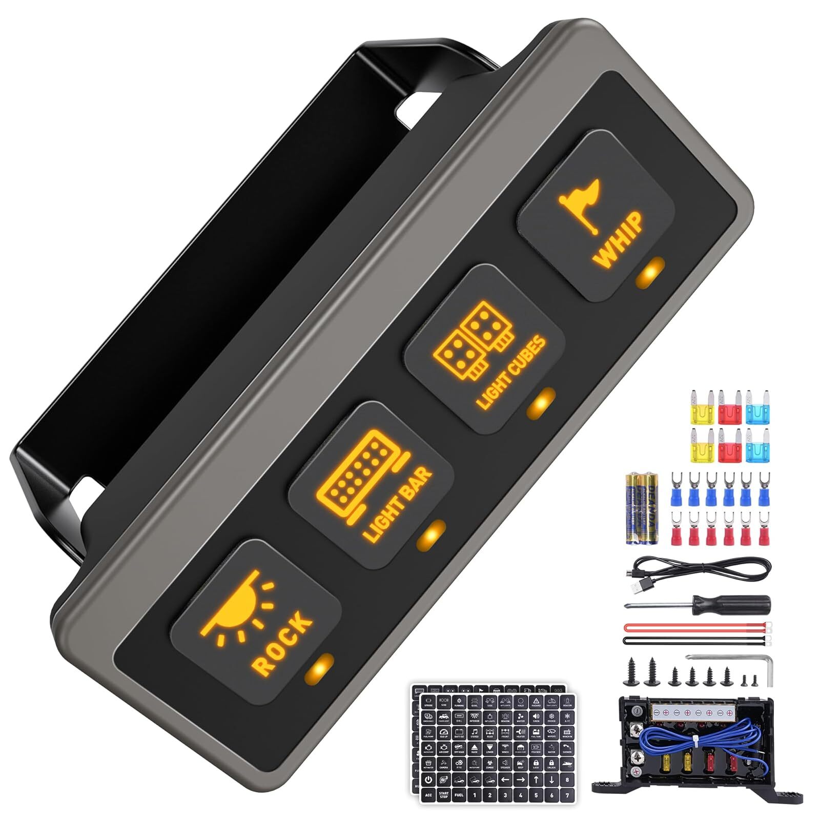 MICTUNING LED Wireless Switch Panel 4/6/8/12 Gang Remote/APP Control Circuit Box MICTUNING LED Wireless Switch Panel 4/6/8/12 Gang Remote/APP Control Circuit Box