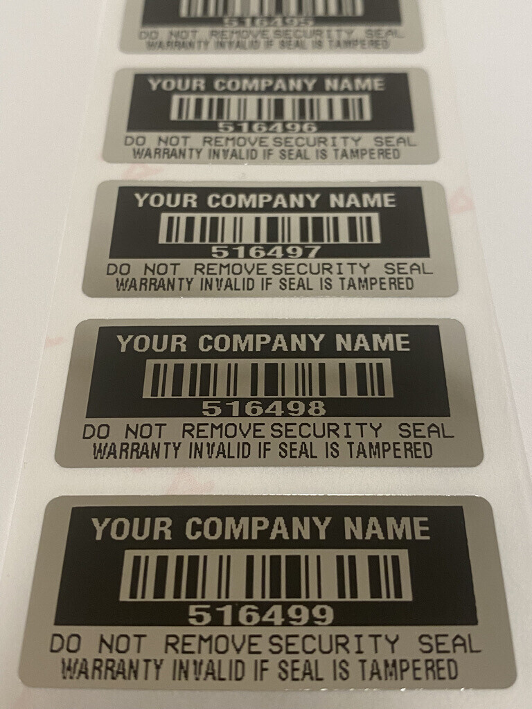 [QTY 1000] CUSTOM PRINTED BLACK TAMPER EVIDENT VOID LABELS STICKERS SEALS